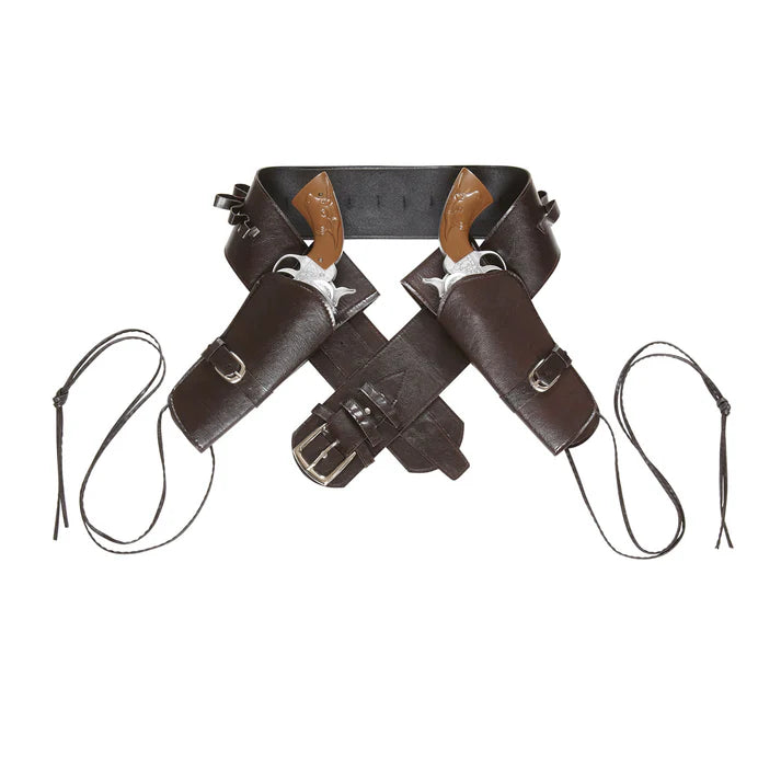 Leatherlook Authentic Western Double Holster and Belt Brown