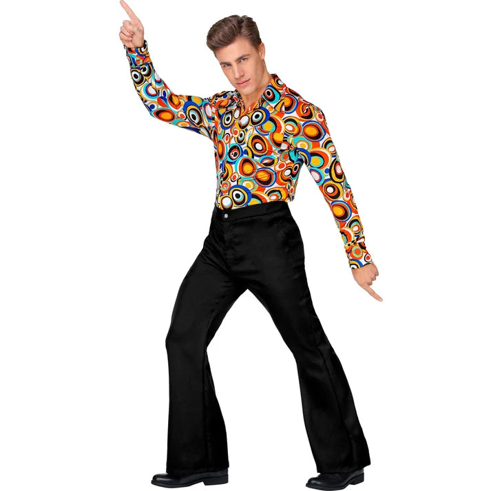 Adult 1970's Groovy Style Black Trousers