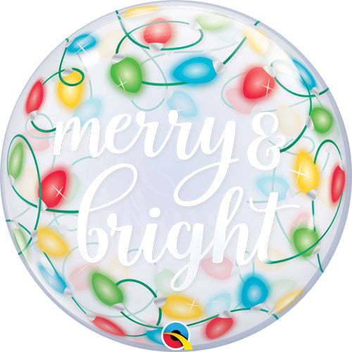 22" Merry & Bright Single Bubble Balloon