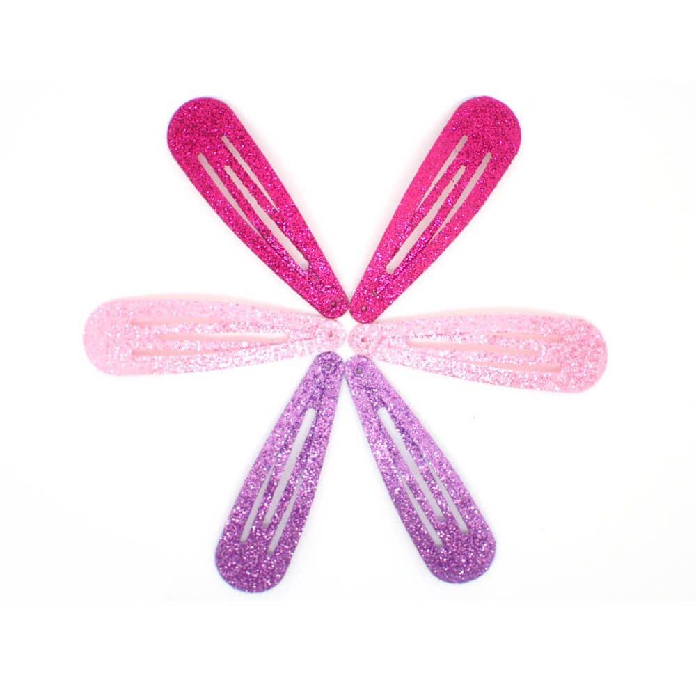 Glitter Hair Clip Snap Hair Clips 5cm Hair Accessories for Girls - 6pk