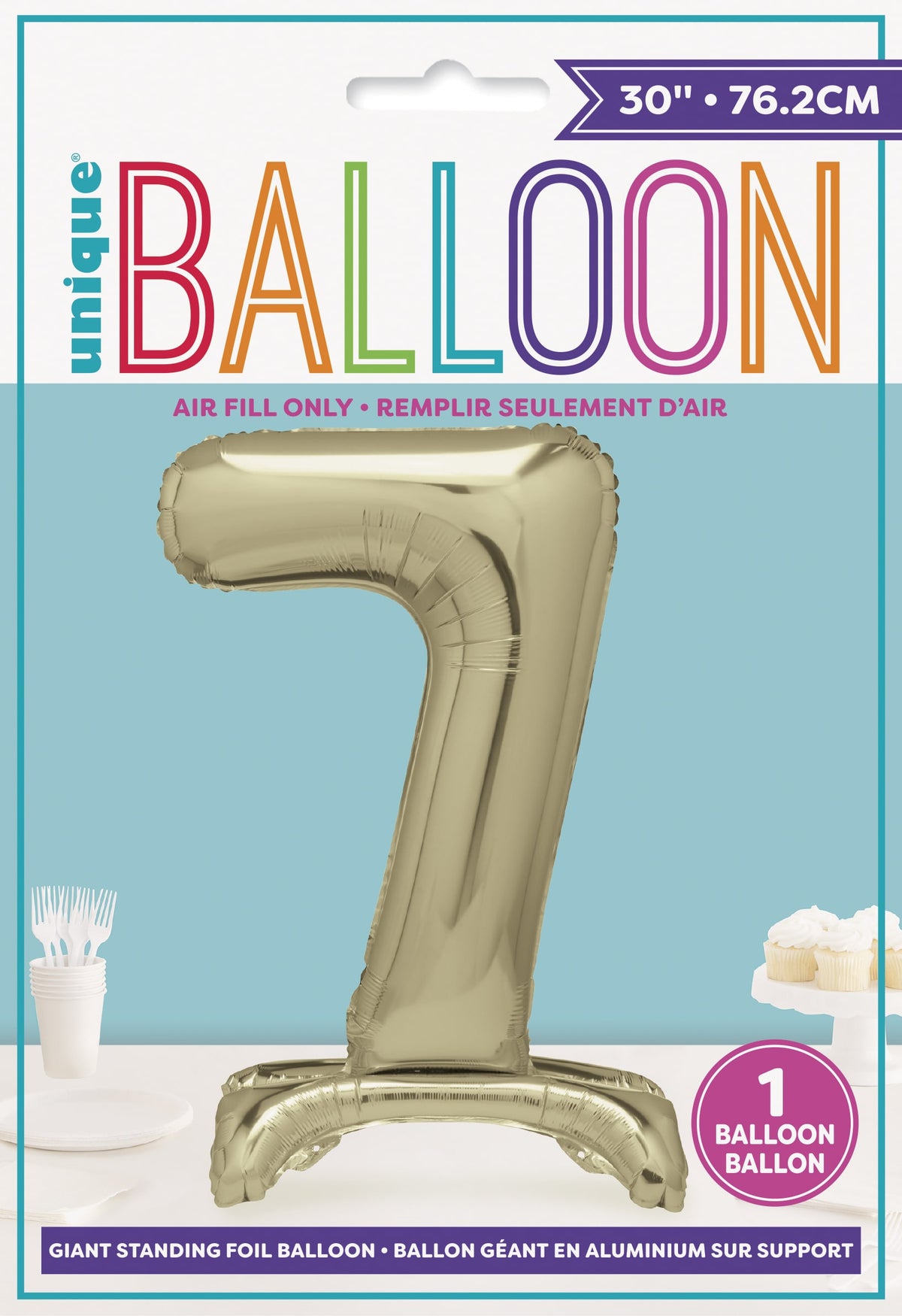 Air Fill Giant Standing Foil Balloon - Gold Number 7