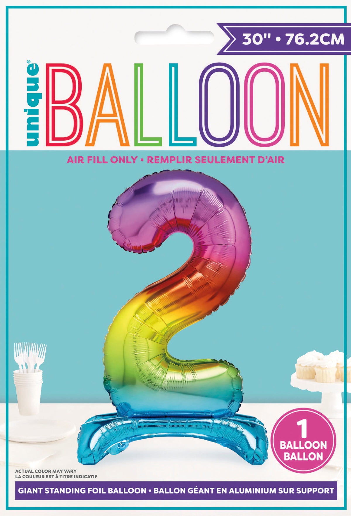 Air Fill Giant Standing Foil Balloon - Rainbow Number 2