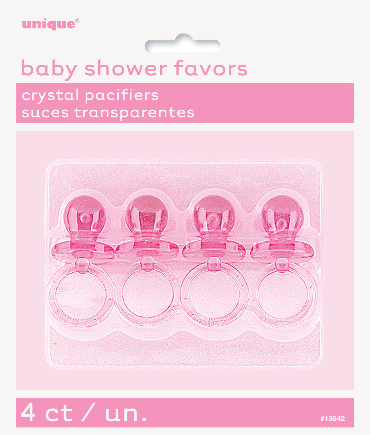 Pink Crystal Pacifier Favors 2"4ct