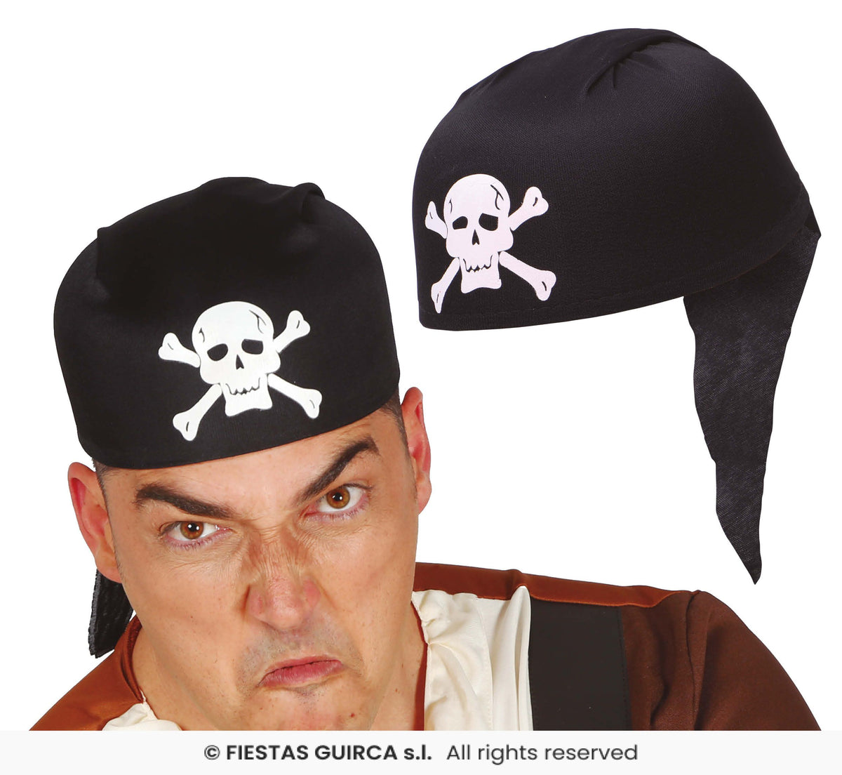 Black Pirate Hat With Skull & Cross Bone Detail