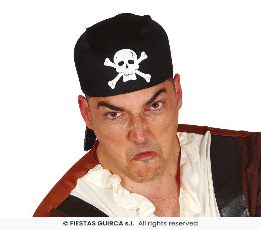 Black Pirate Hat With Skull & Cross Bone Detail