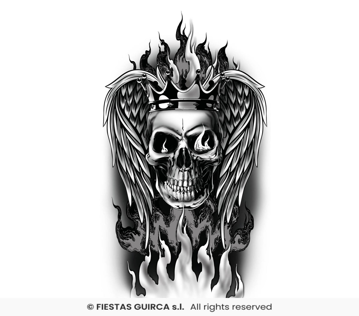 Fiery Skull Tattoo, 14x30 cm