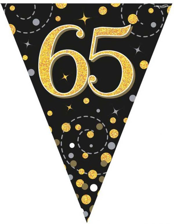 Party Bunting Sparkling Fizz 65th Black & Gold Holographic