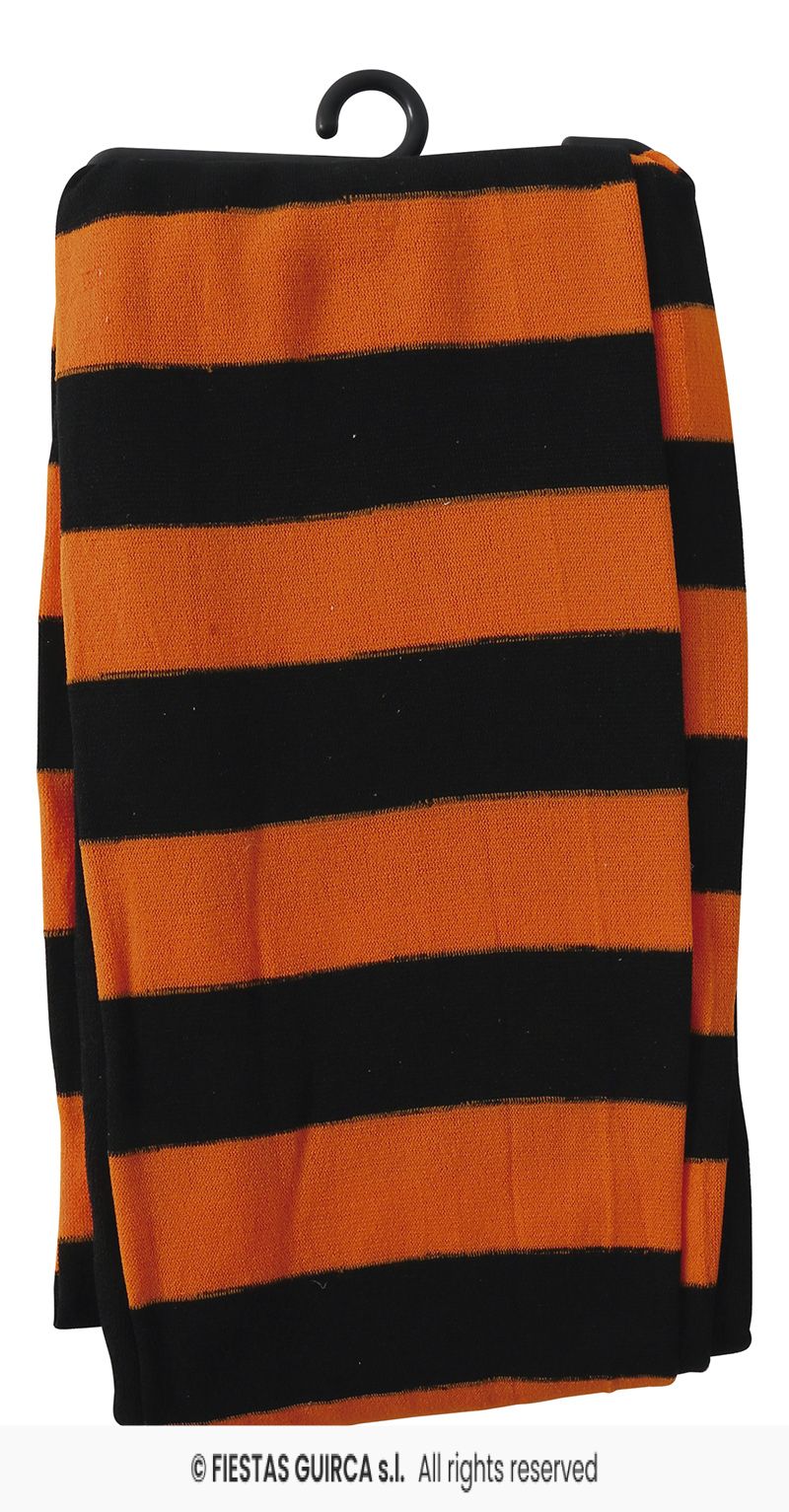 Adult Ladies Orange & Black Striped Tights