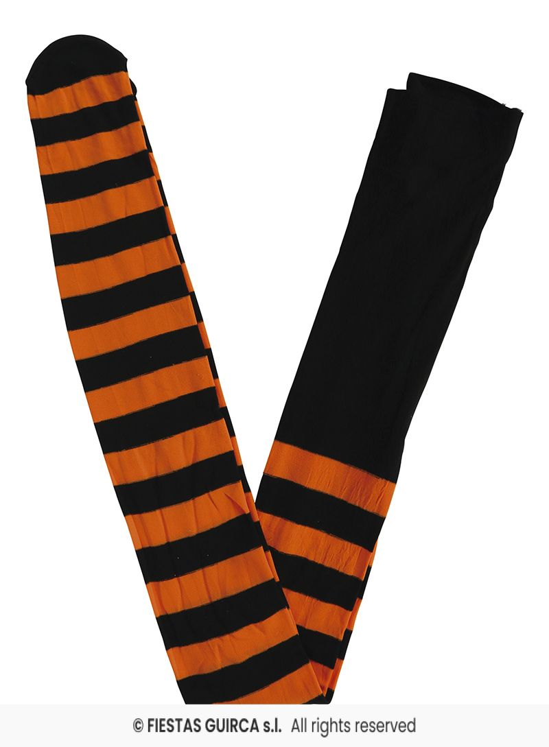 Adult Ladies Orange & Black Striped Tights