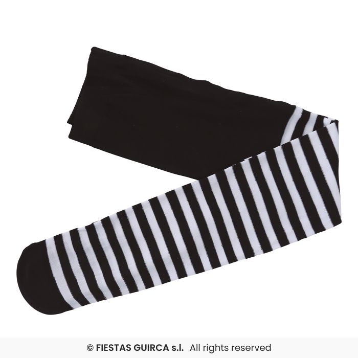 Children's White & Black Striped Tights