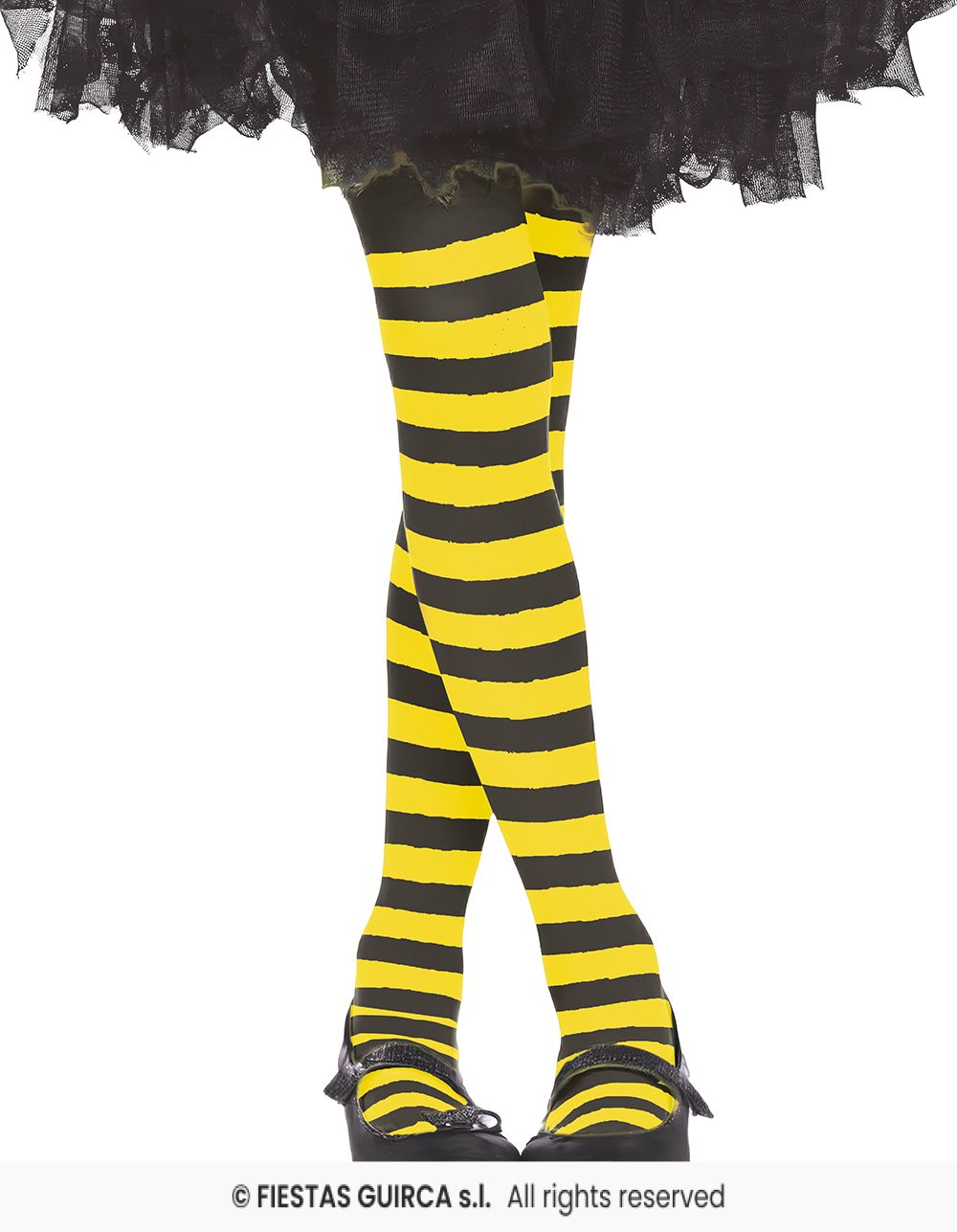 Children's Yellow & Black Striped Tights