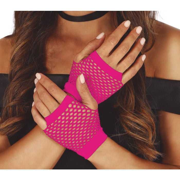 1980's Net Gloves (Short) - NEON PINK