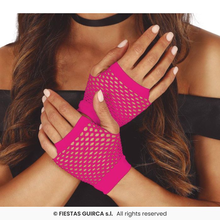 1980's Net Gloves (Short) - NEON PINK