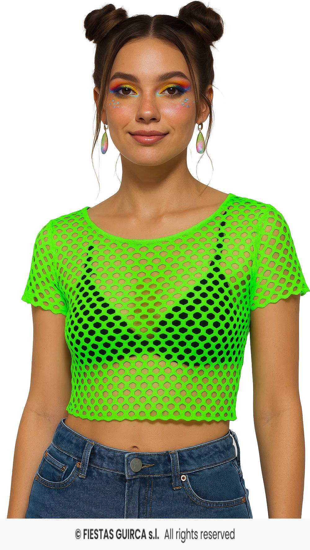 80's Neon Green Fishnet T-Shirt - Onesize