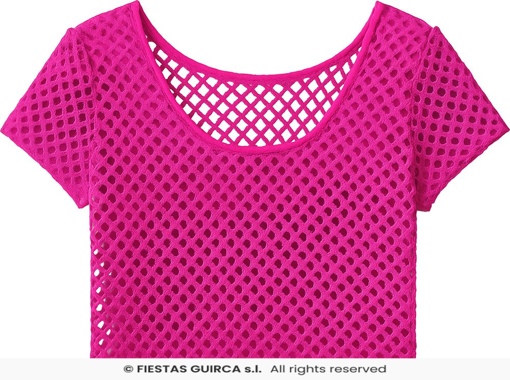 80's Neon Pink Fishnet T-Shirt - Onesize