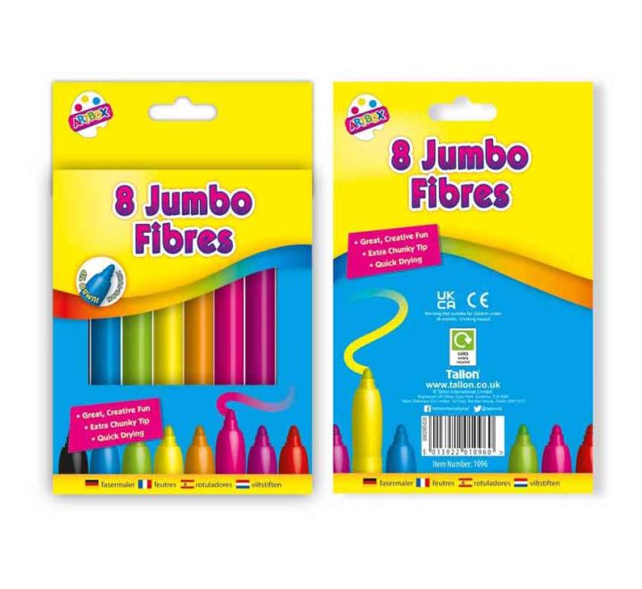 8 Jumbo Fibre Colouring Pens