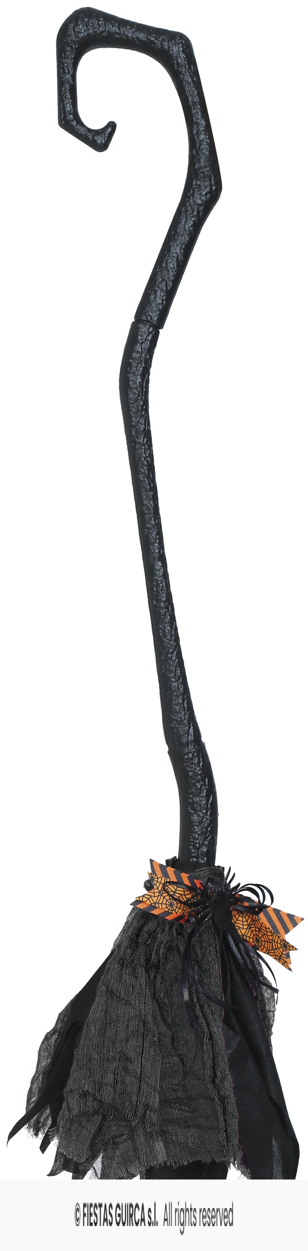 3 Piece Detachable Crooked Witches Broom with Spider - 90cm