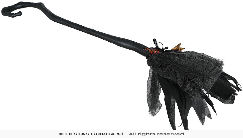 3 Piece Detachable Crooked Witches Broom with Spider - 90cm
