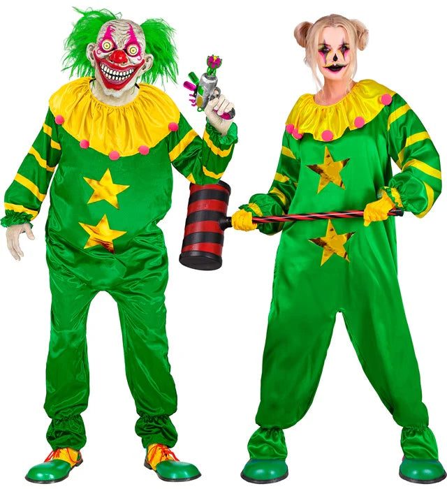 Adult Halloween Green Outer Space Horror Clown Jumpsuit