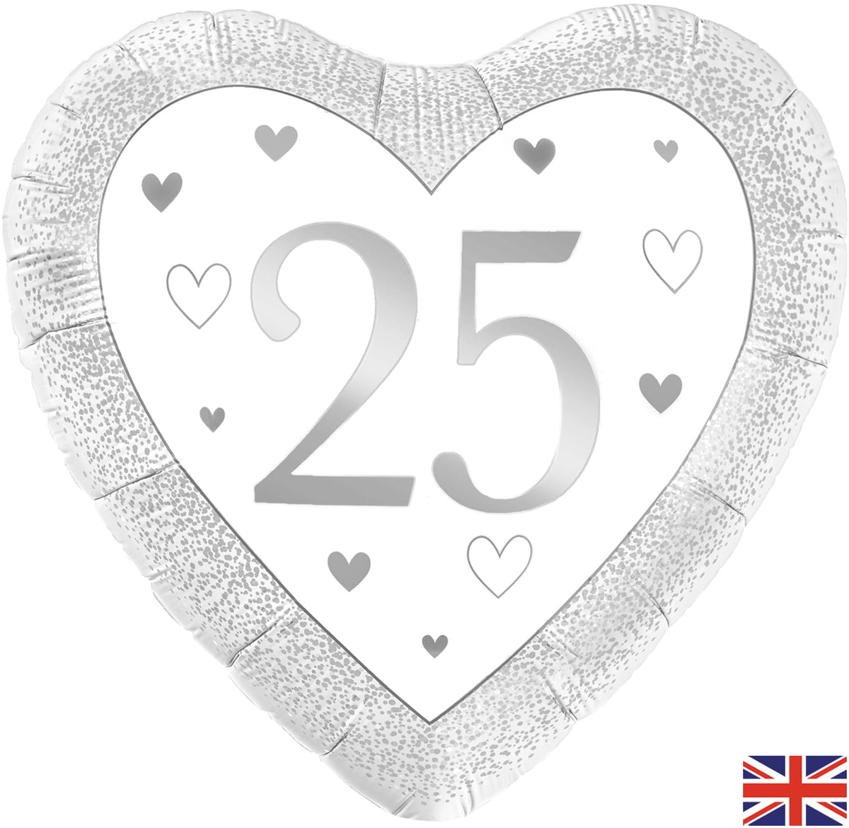 Happy 25th Silver Anniversary Foil Heart 18" Balloon