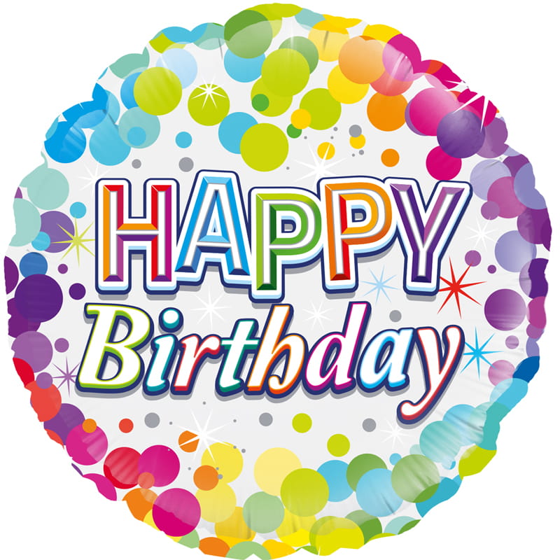 Happy Birthday 18inch Colourful Confetti Balloon