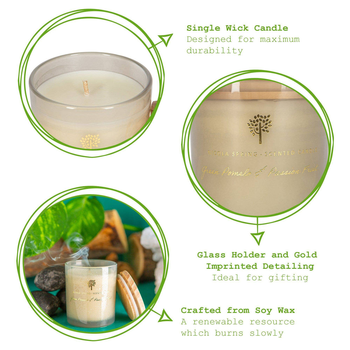 130g Green Pomelo & Passion Fruit WaxCandle Nicola Spring
