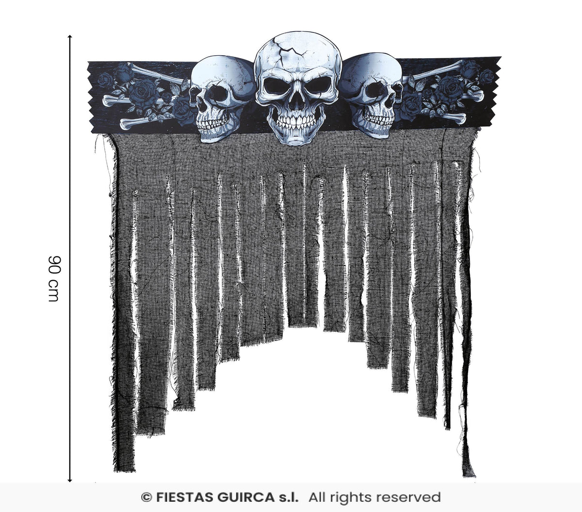 Black Skull Creepy Curtain 90x90cm