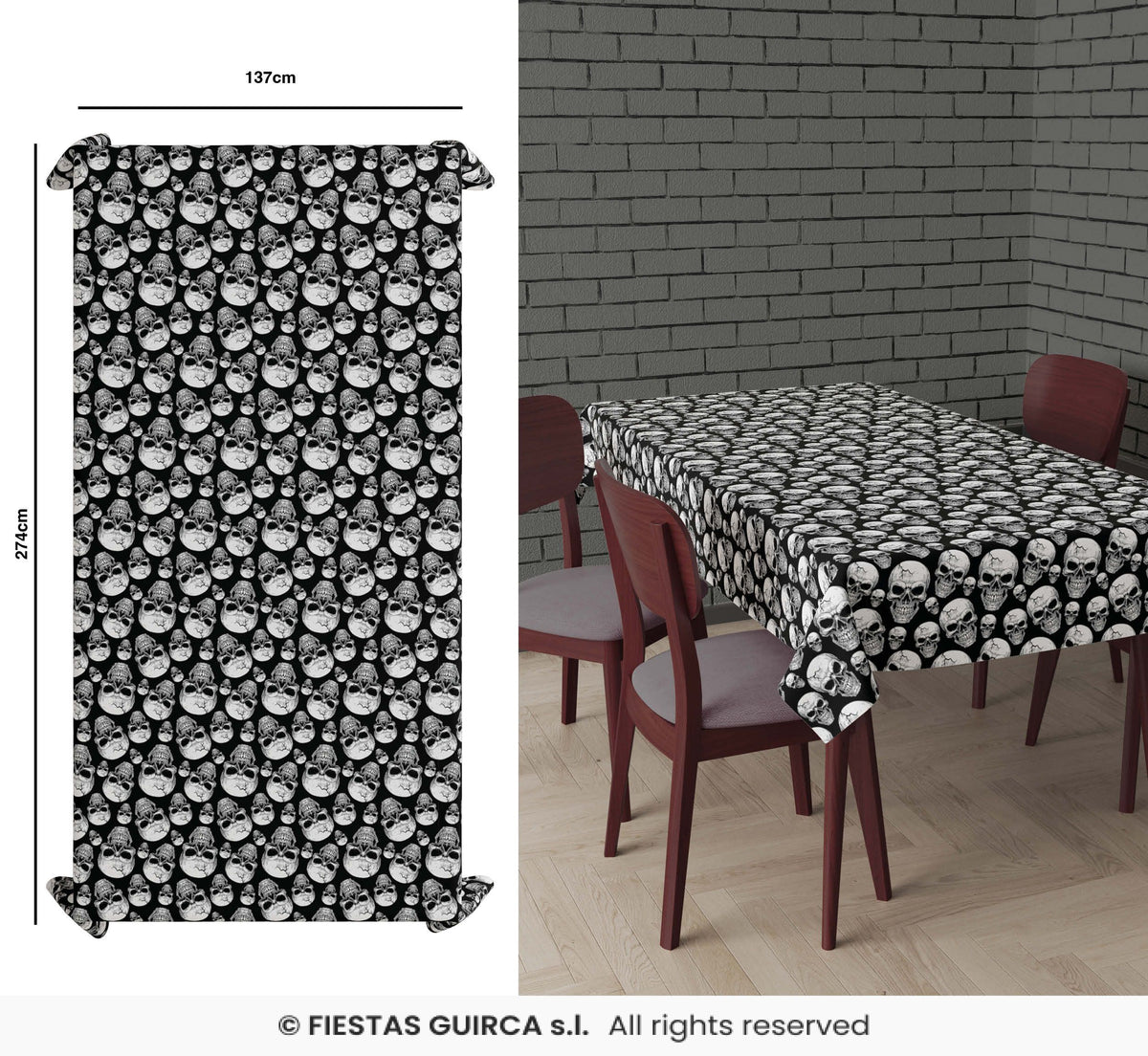 Skulls Plastic Table cover - 137x274 cm