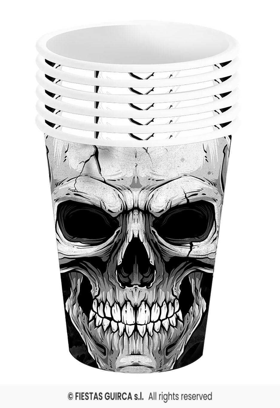 Black Skull Paper Cups - 6pk