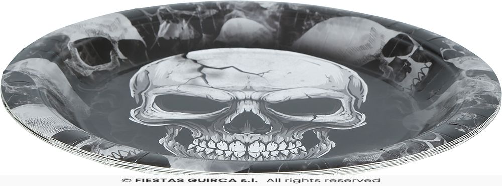Black Skull Paper Plates - 6pk