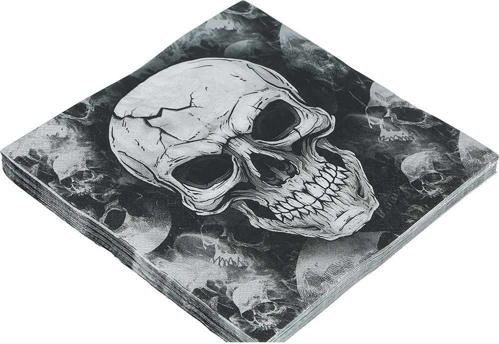 Black Skull Luncheon Napkins x 20pk