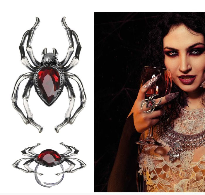 Spider Ring with Red Jewel