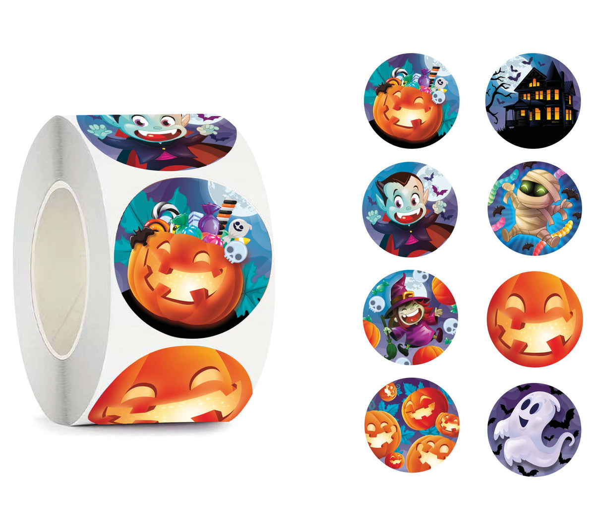 Roll of 200 Halloween Themed Stickers