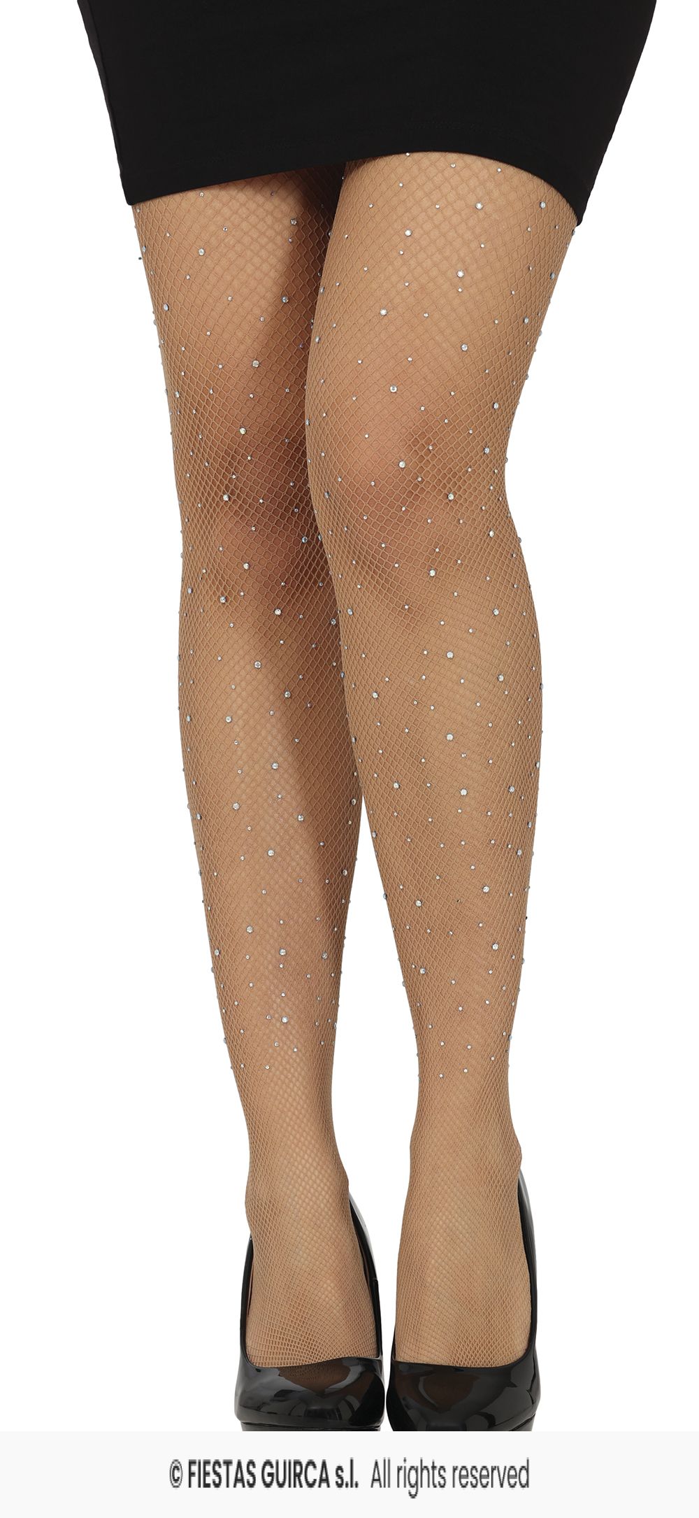 Nude Beige Tights - Small mesh with Rhinestones