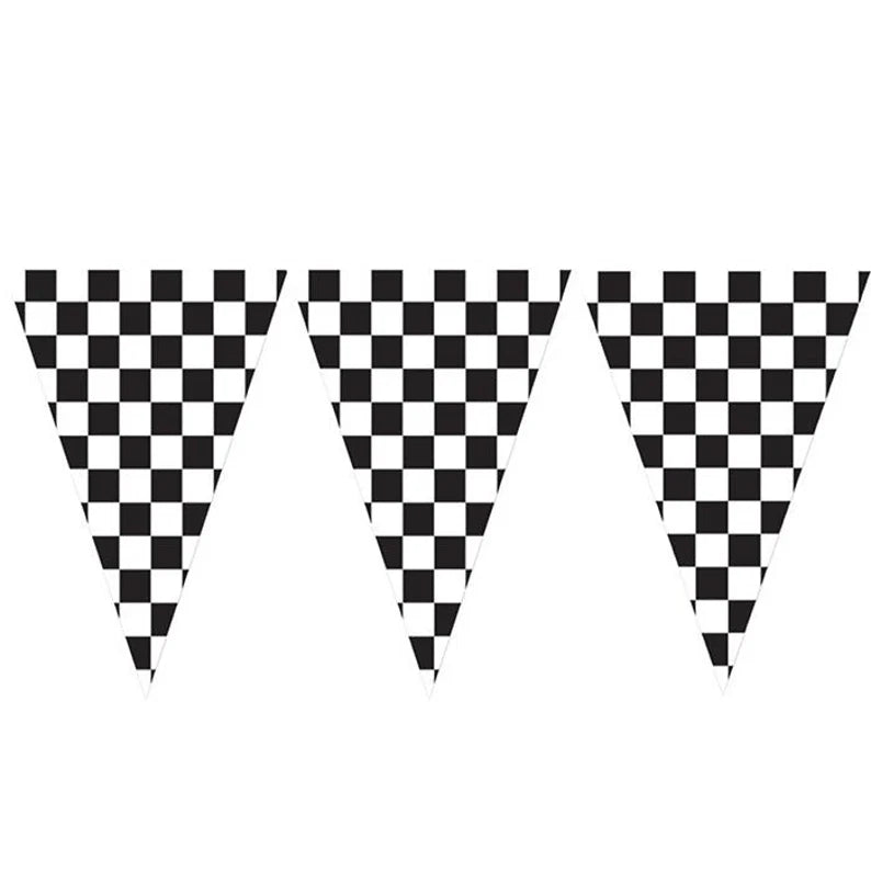 Black & White Racing Check Pennant Flag Bunting - 20ft