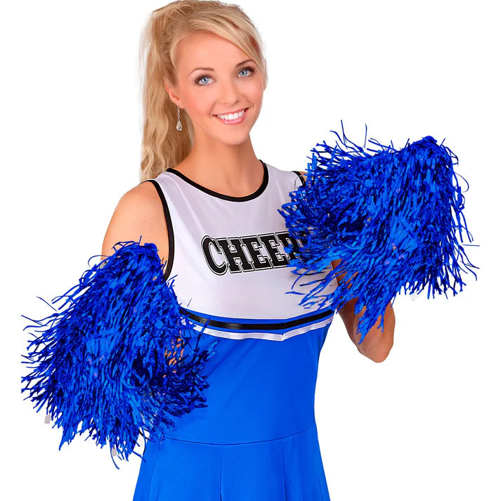 Metallic Blue Pom Poms