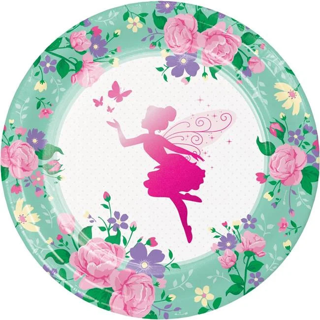 Fairy Floral Sparkle Party Paper Plates - 8pk