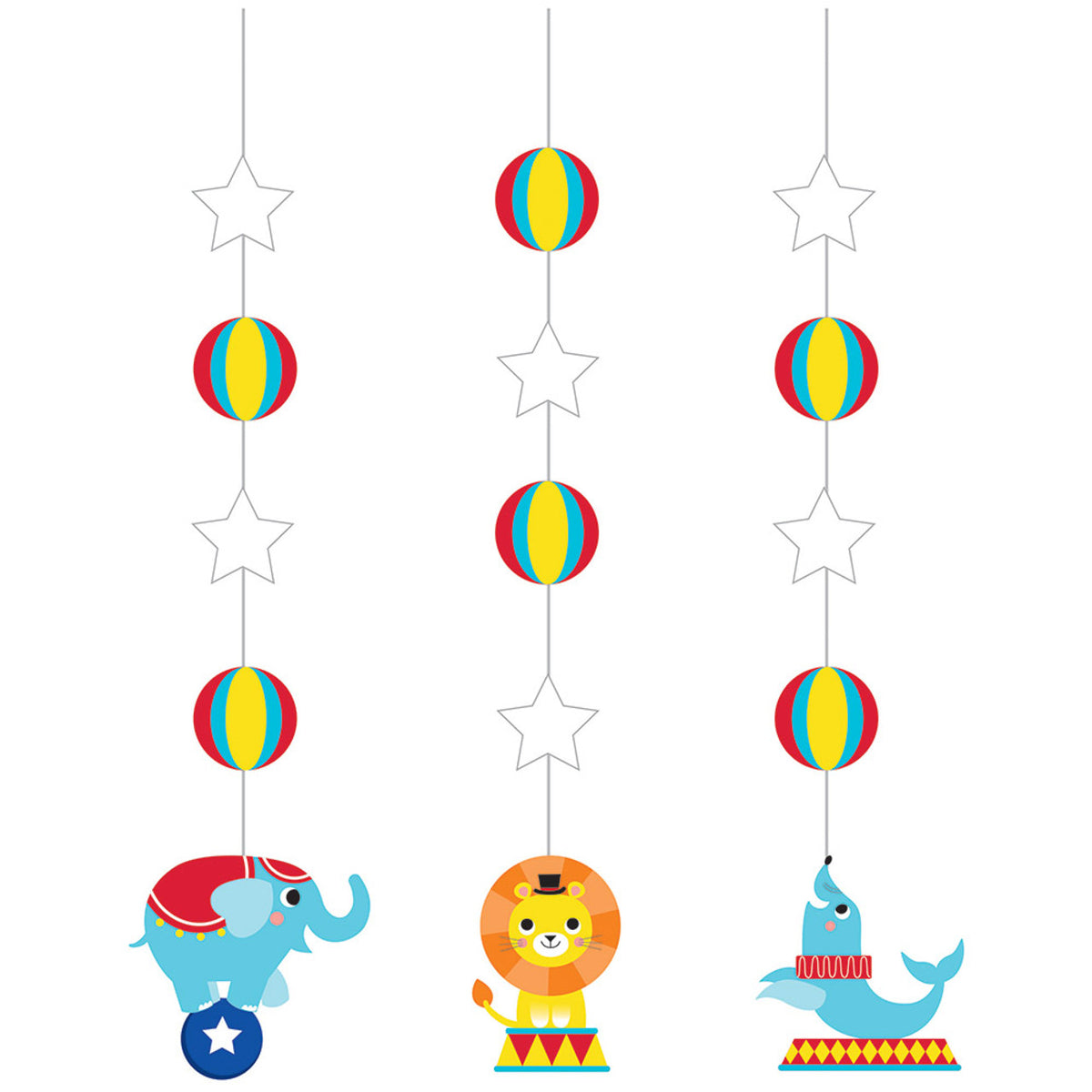 Circus Party Decoration Hanging Cutouts - 3pk