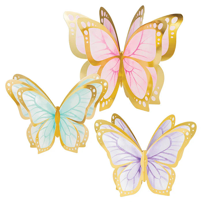 Butterfly Shimmer Party Decoration Centrepieces - 3pk