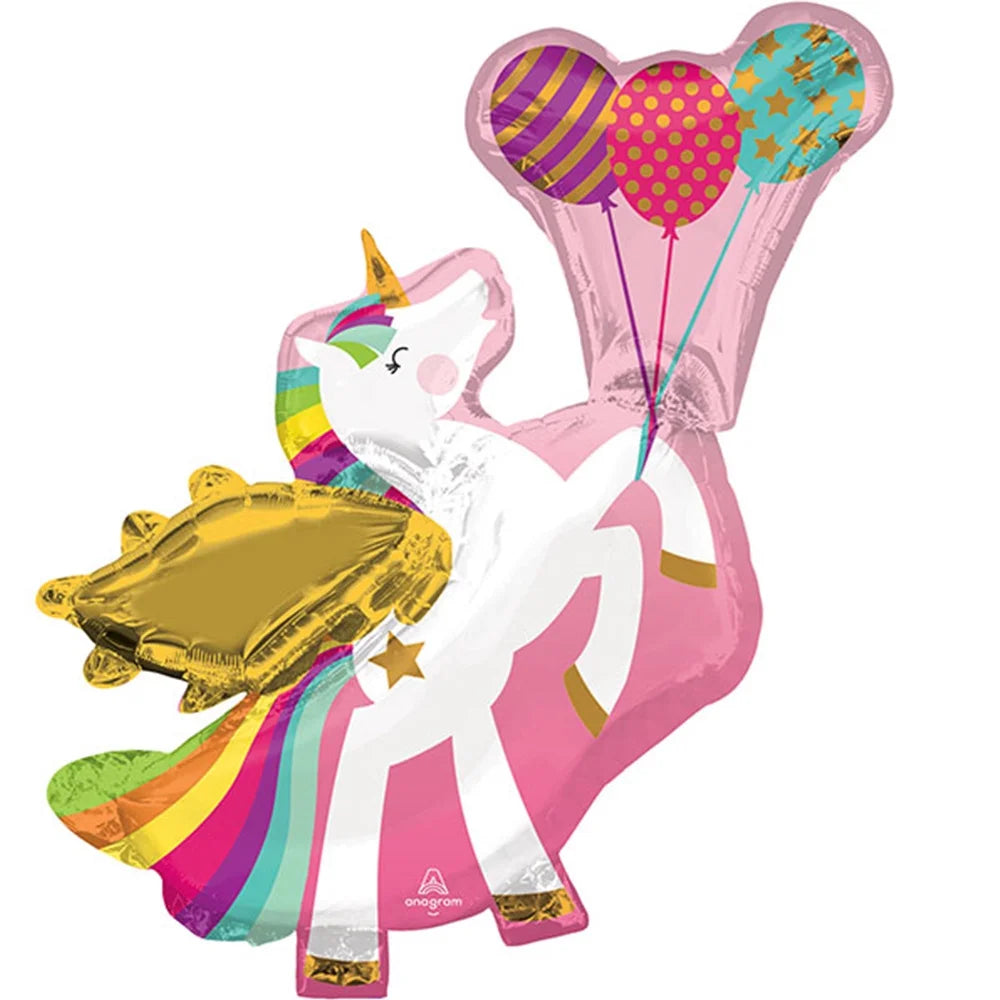 Winged Unicorn & Balloons Supershape Foil Balloon