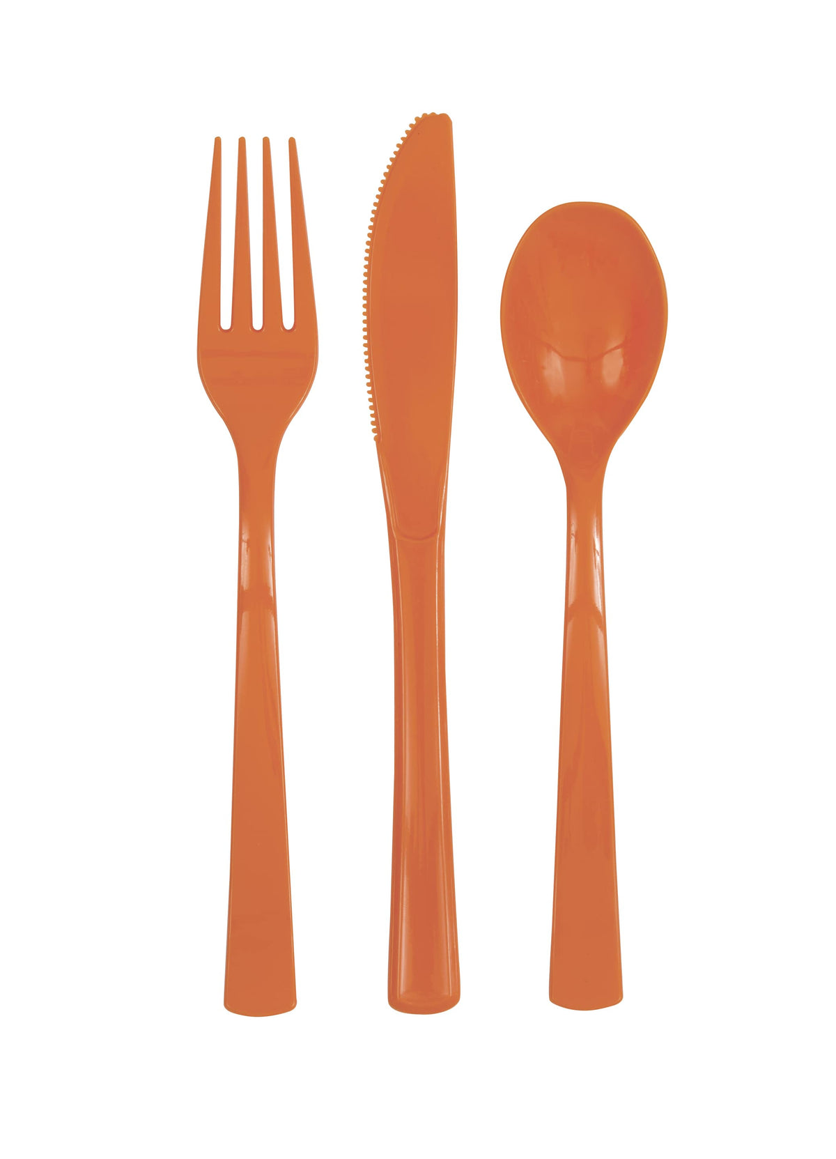 Pumpkin Orange Solid Assorted Plastic Cutlery18ct