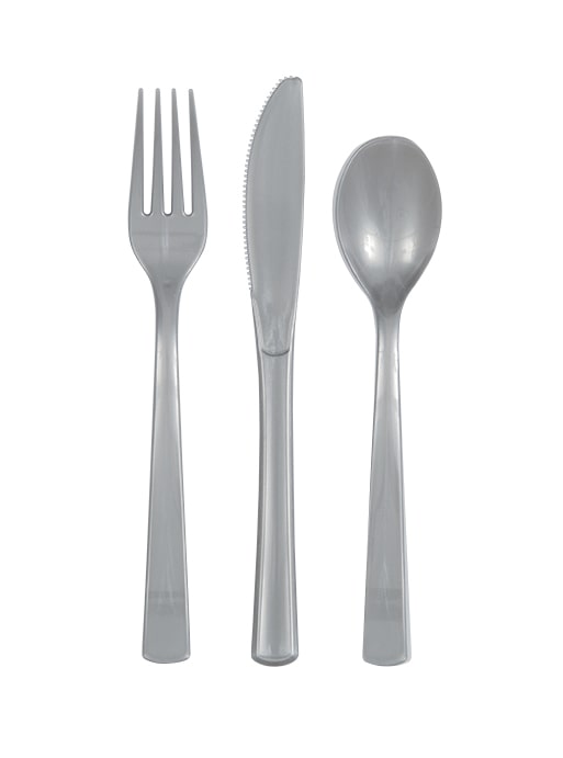 Silver Solid Assorted Plastic Cutlery18ct