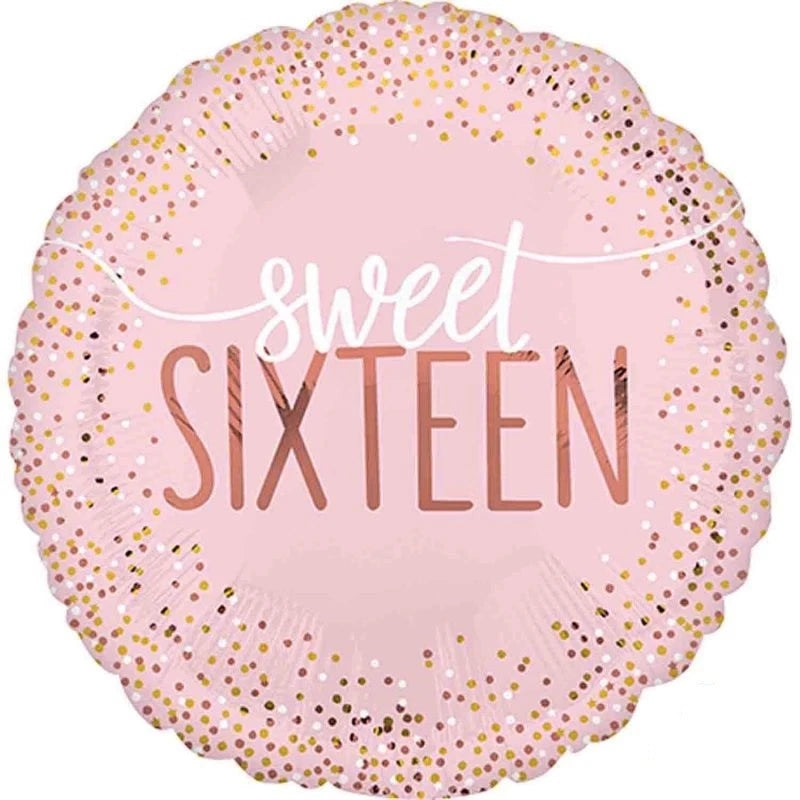 18inch Sweet 16th Birthday Pink Sparkle Foil Balloon