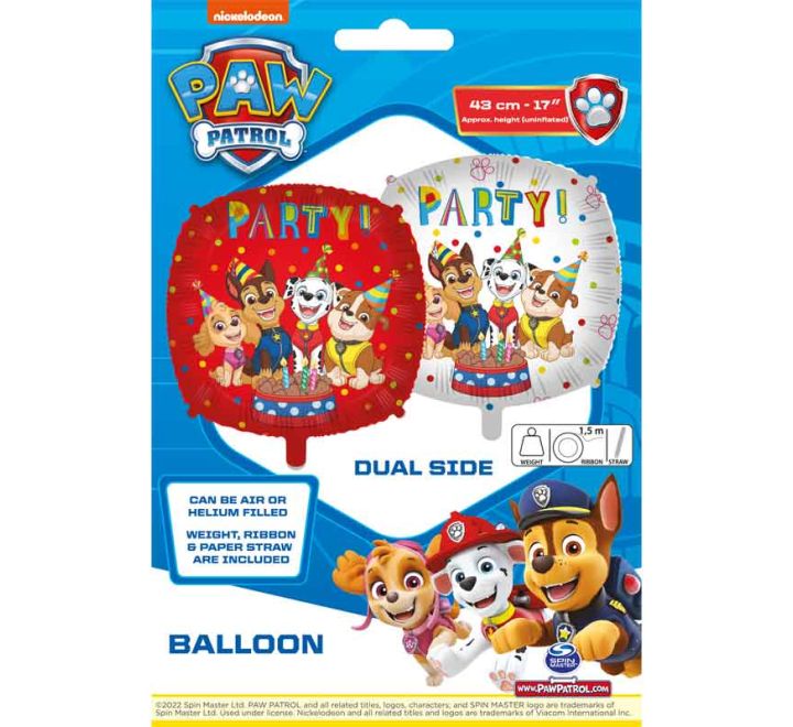 18in SQUARE PAW PATROL PARTY FOIL BALLOON