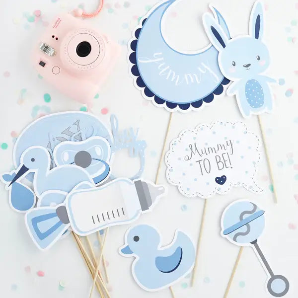 Baby Shower Blue Photo Booth Props - 13 Pack