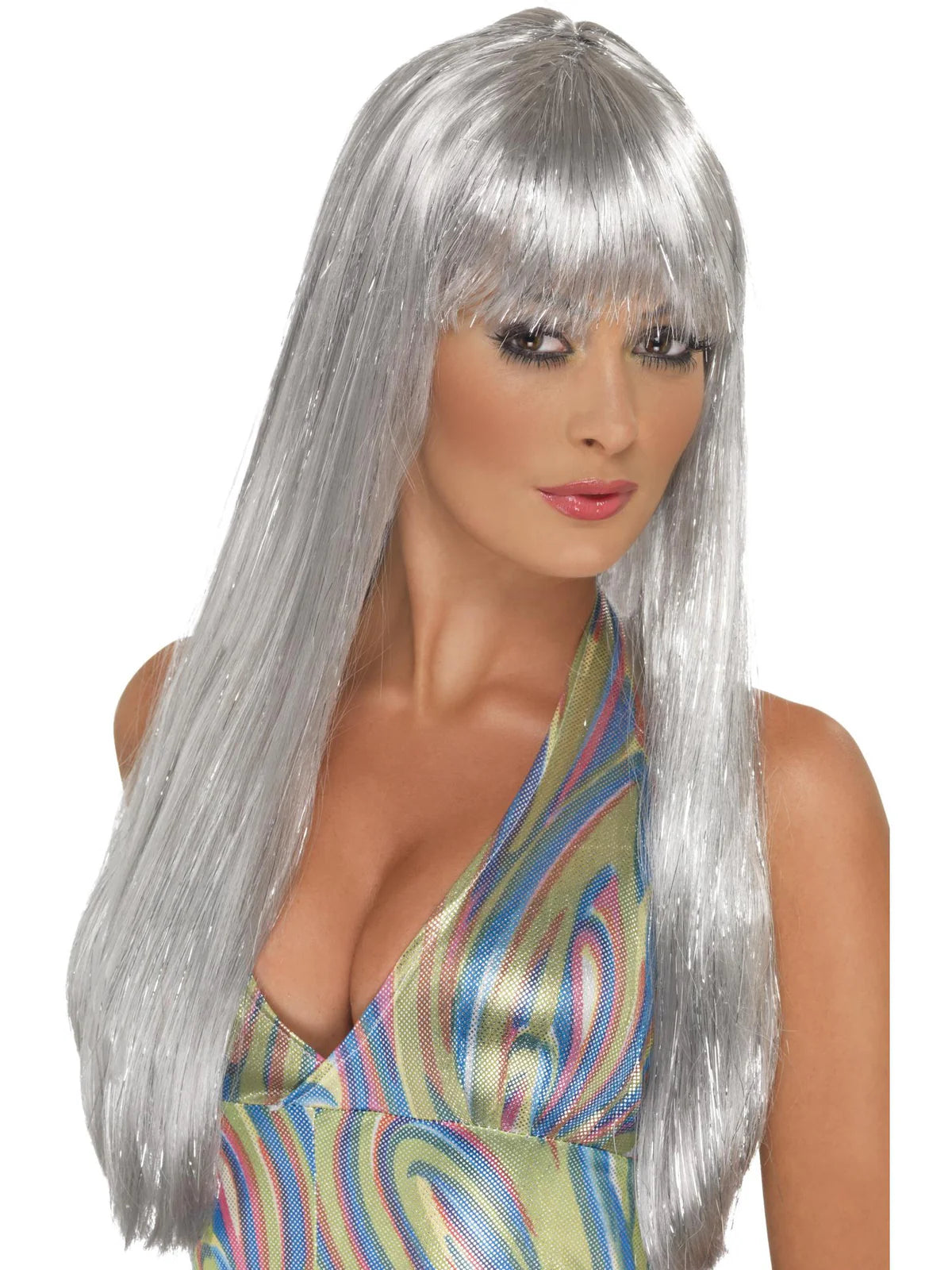 Adults Silver Glitter Disco Wig