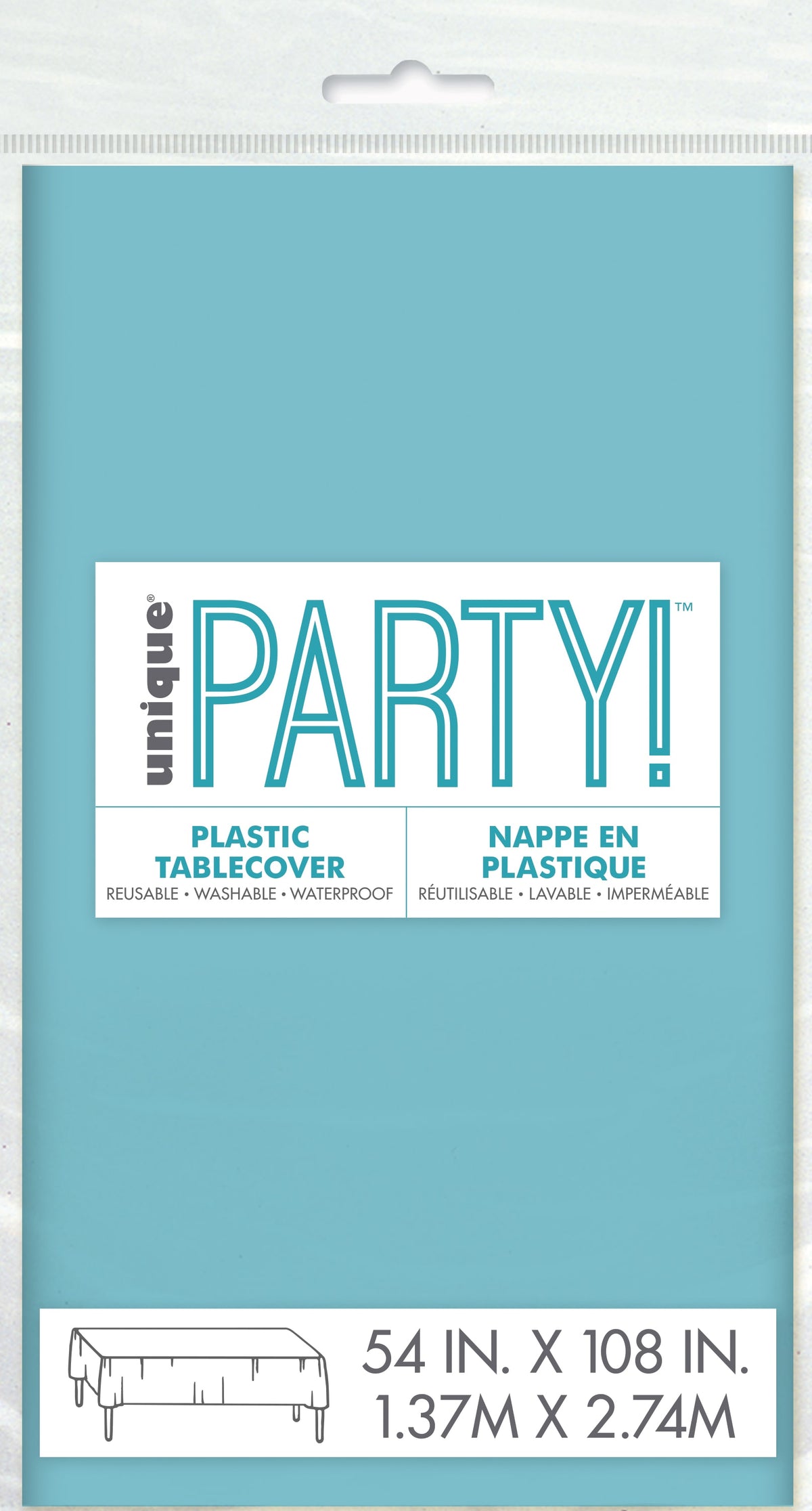 Terrific Teal Rectangle Plastic Table Cover 54" x 108"