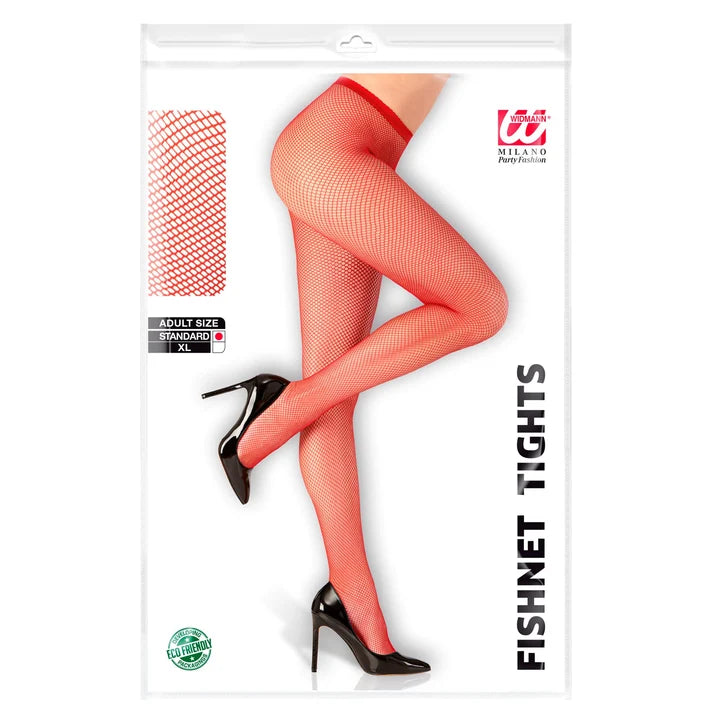 Adult Red Fishnet Tights