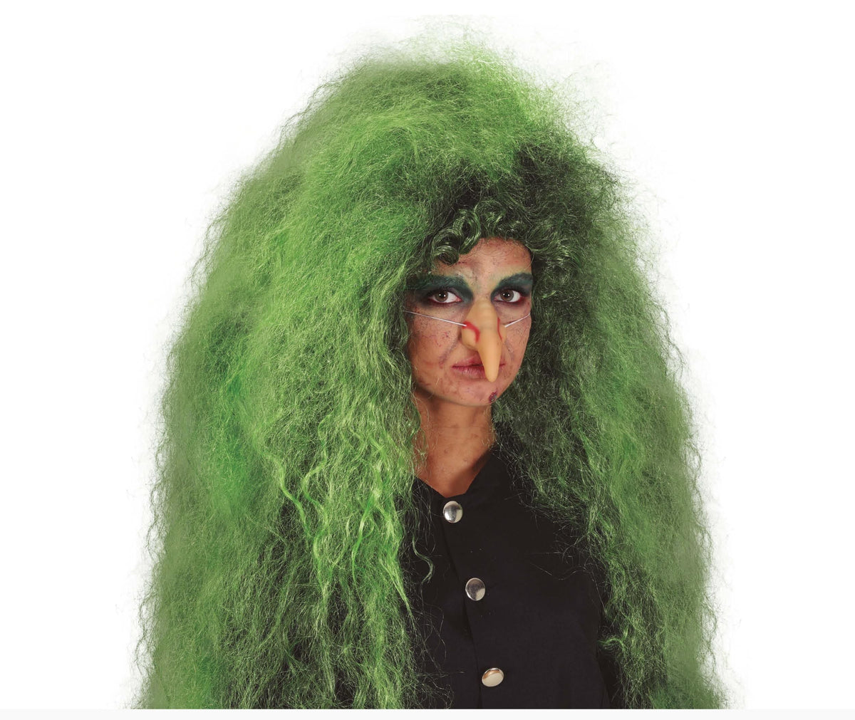 Adult Halloween Big Hairdo Green Frise Witch Wig