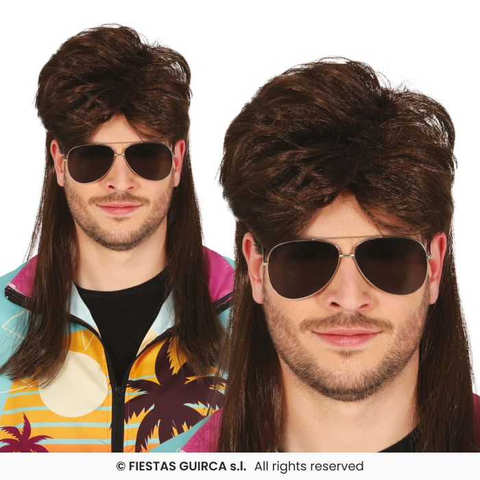 Brown Mullet Wig in Box